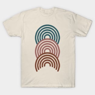 Retro Rainbow in brown, blue and mauve colors T-Shirt